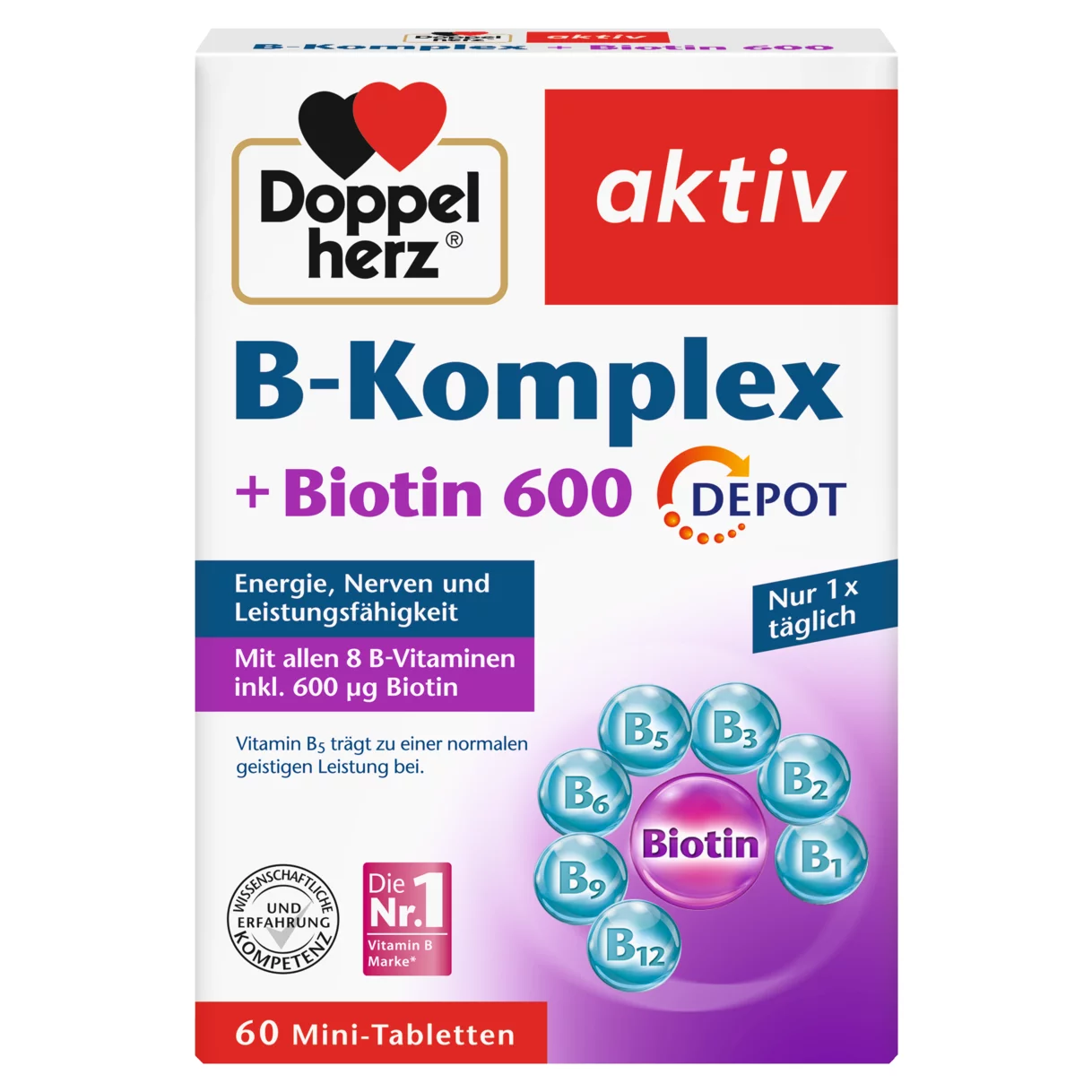 Illustration of the product packaging Doppelherz aktiv B-complex  front view